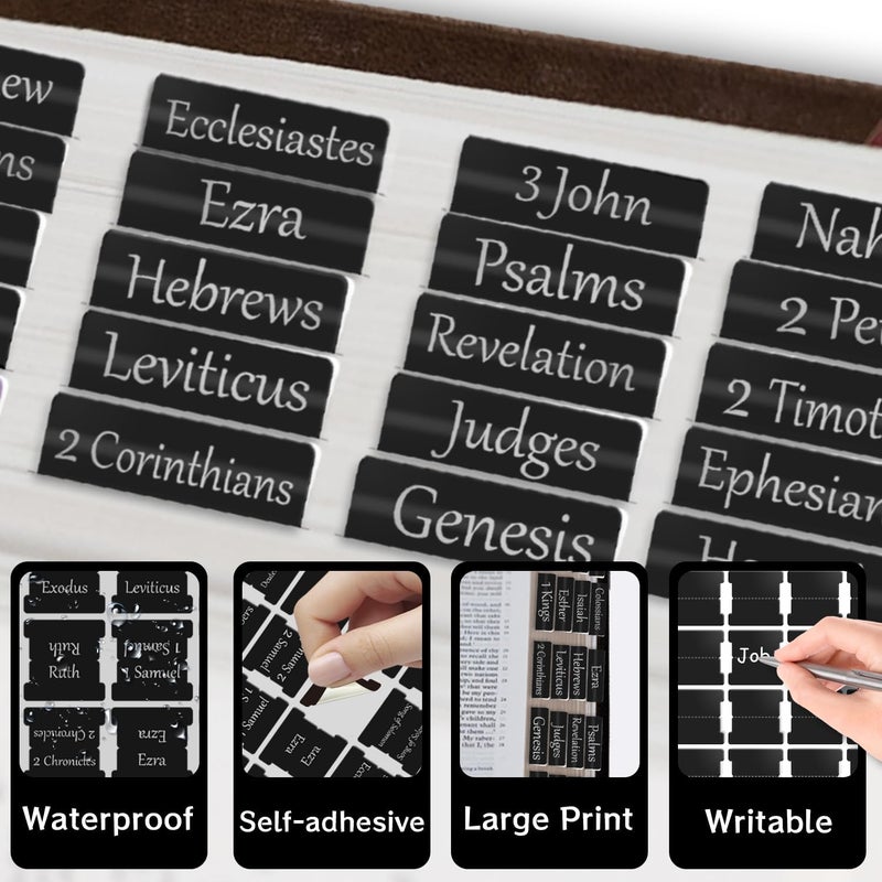 starboling Bible Tabs,Black Reposition Laminated Bible Tabs,Bible tabs for Men,Remove & Replace Bible Index Tabs,Easy to Read and Apply Bible Tabs for Women and Man（3Sets） - Image 3